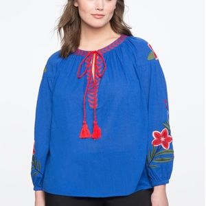 ELOQUII - Embroidered peasant top -NWT
